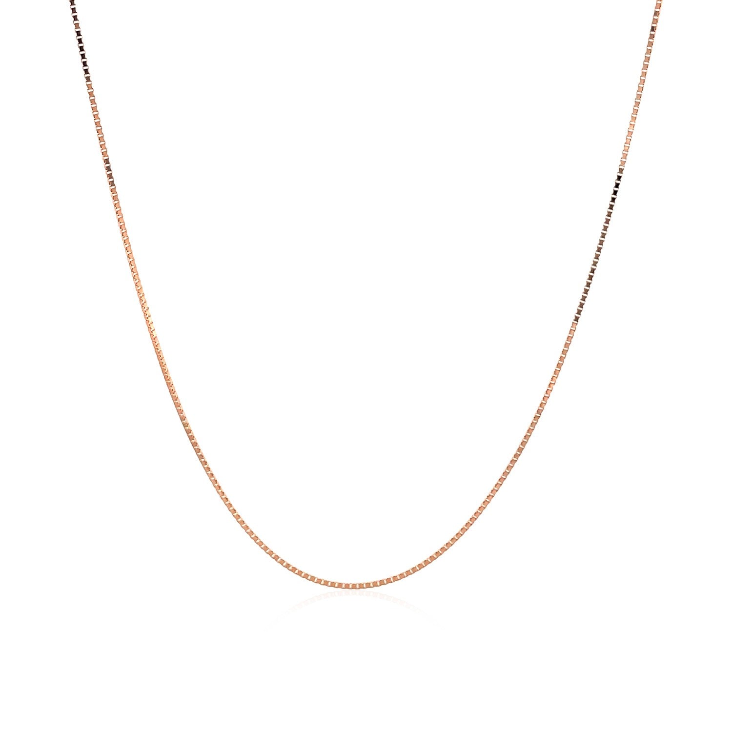 14k Rose Gold Classic Box Chain (0.60 mm) in a sleek high-contrast midnight luxury editorial style
